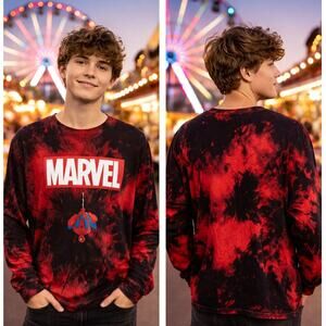 Marvel Spider-Man Red Tie Dye Long Sleeve Shirt Youth XL 15 /17 40" Chest